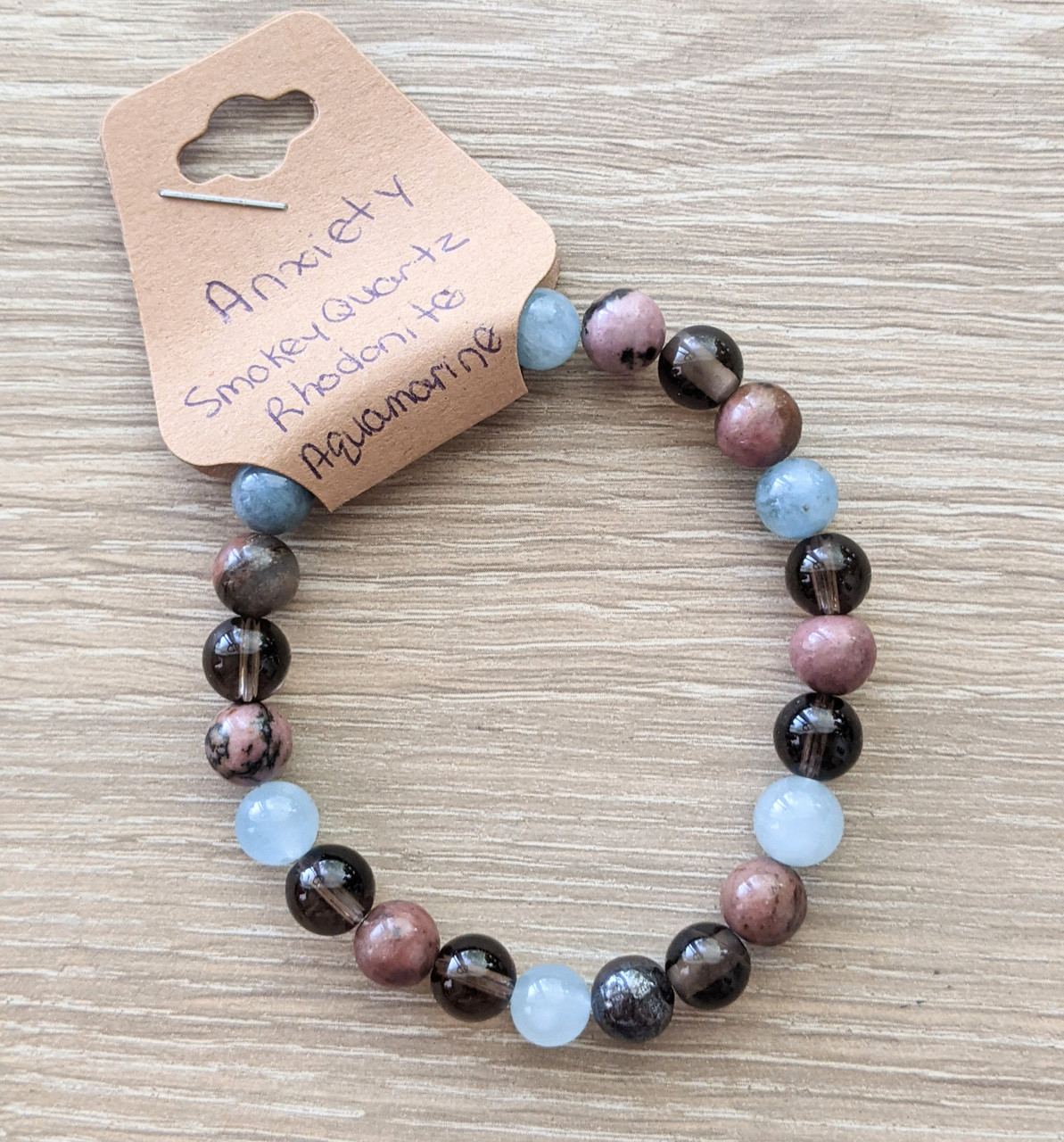 Grey Agate Charm Bracelet Gift Bag Three Ring Beads Anxiety Healing Calming  | eBay